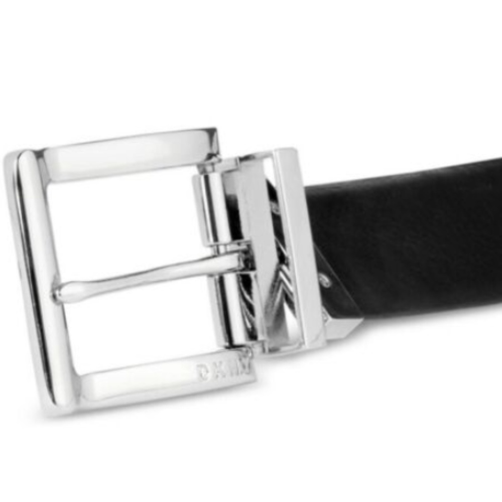 DKNY Leather Reversible Belt Silver Black Small - Picture 2 of 4